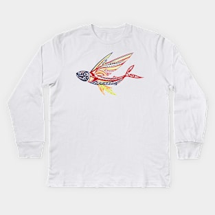 Abstract Flying Fish Kids Long Sleeve T-Shirt